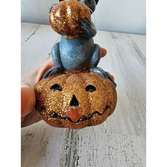 Raz‎ mouse pumpkin glitter jack-o'-lantern Halloween decor statue figurine - Picture 8 of 9